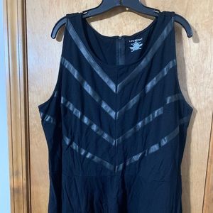 Lane Bryant Black Peplum Blouse w/ Leather Accent